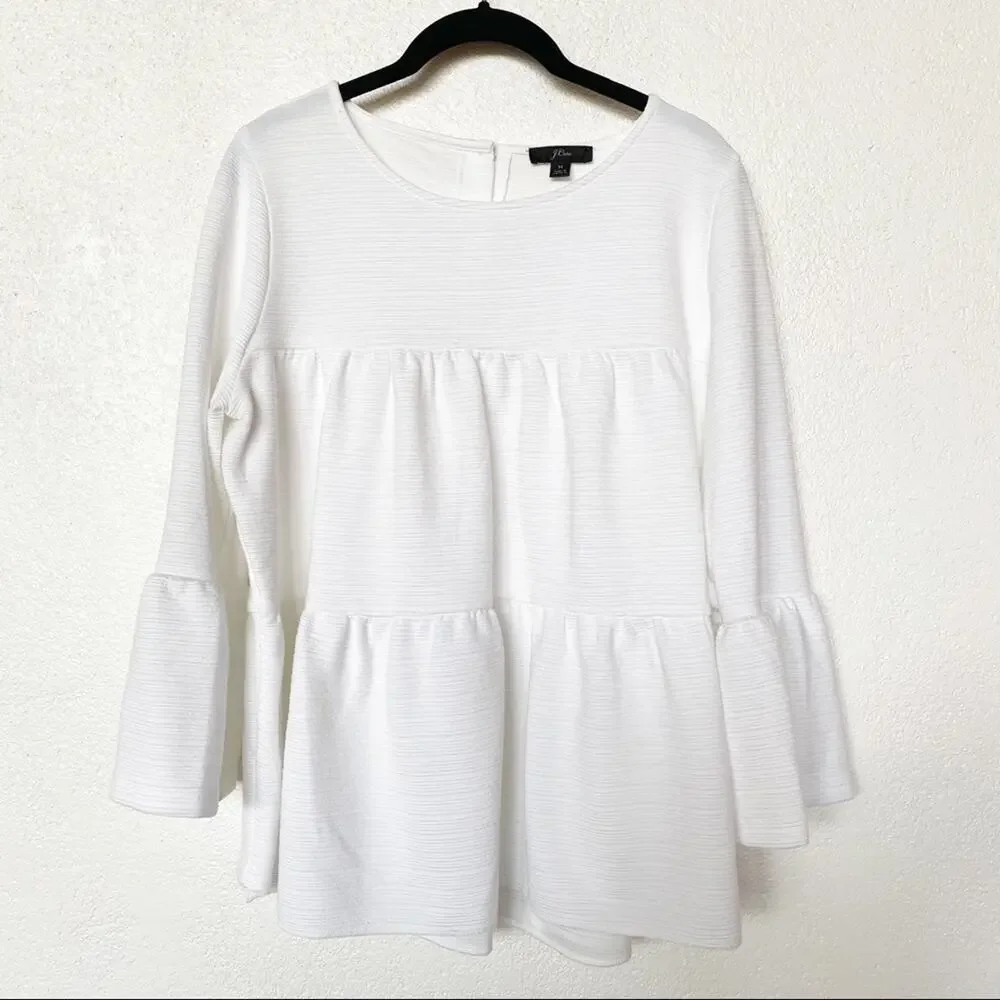 J. Crew Button Back Tiered Bell Sleeve Top Size Medium